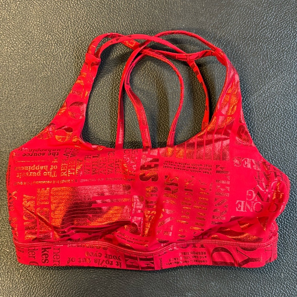 Red limited edition LULULEMON manifesto energy sports bra size 8
